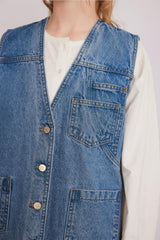 Tops | Women Damson Madder Billie Denim Gilet - Vintage Wash