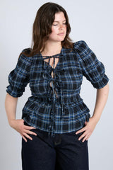 Tops | Women Damson Madder Bluebelle Blouse - Navy Check