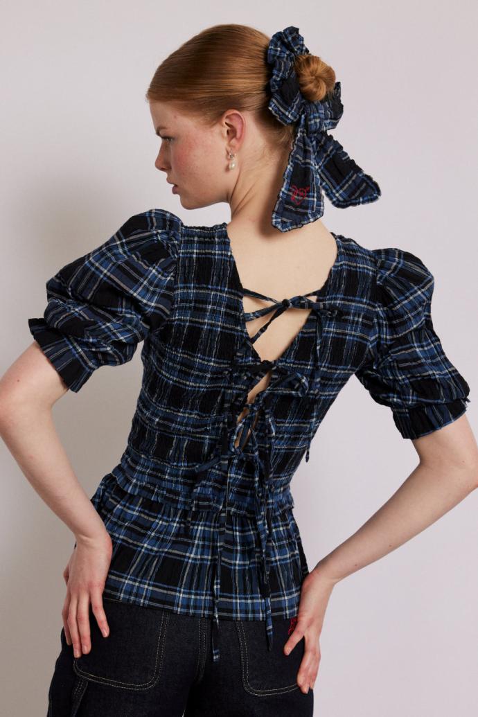 Tops | Women Damson Madder Bluebelle Blouse - Navy Check