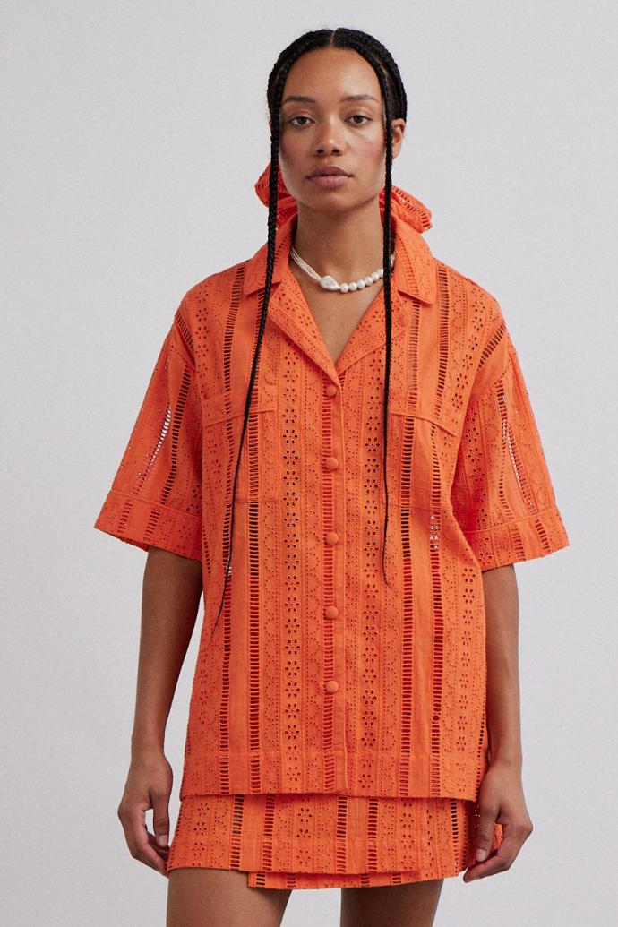 Tops | Women Damson Madder Chlo Shirt - Orange Broderie