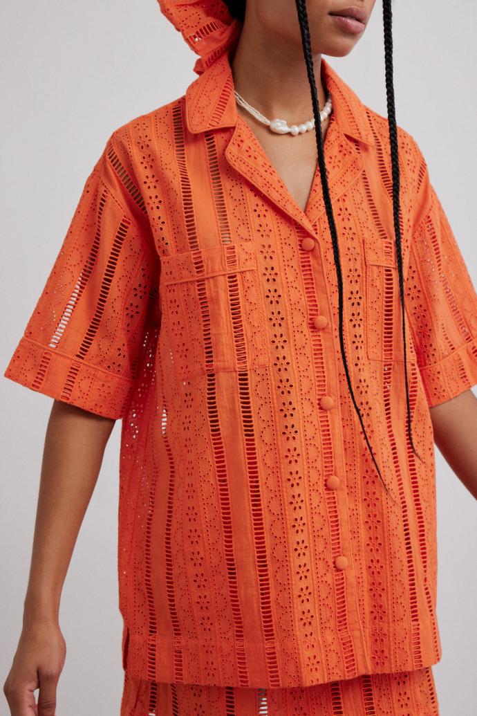 Tops | Women Damson Madder Chlo Shirt - Orange Broderie