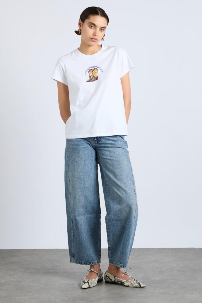Tops | Women Damson Madder Cowboy Boot Shrunken Tee
