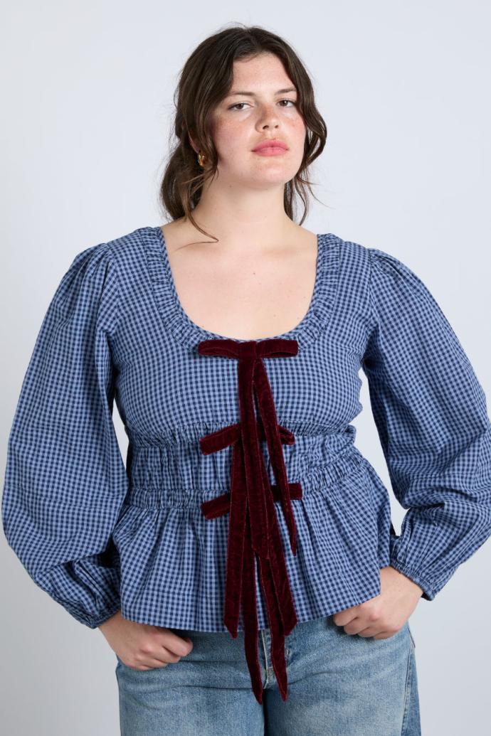Tops | Women Damson Madder Dakota Blouse - Blue Check