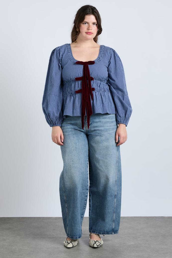 Tops | Women Damson Madder Dakota Blouse - Blue Check