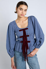 Tops | Women Damson Madder Dakota Blouse - Blue Check