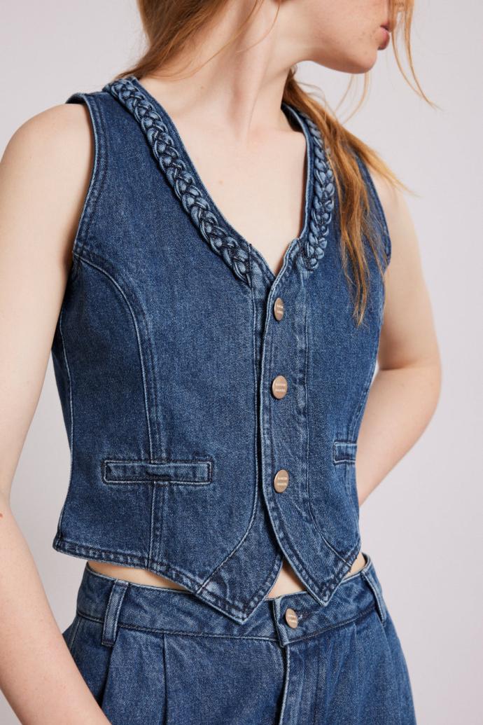 Tops | Women Damson Madder Isla Denim Waistcoat - Vintage Wash