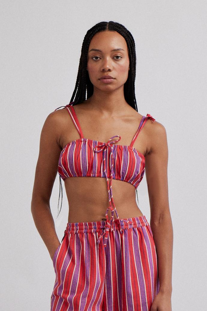 Tops | Women Damson Madder Karmen Ruched Bralet - Red Stripe