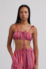Tops | Women Damson Madder Karmen Ruched Bralet - Red Stripe