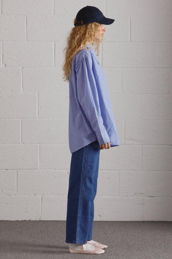 Tops | Women Damson Madder Kendall Ruffle Shirt - Blue Stripe
