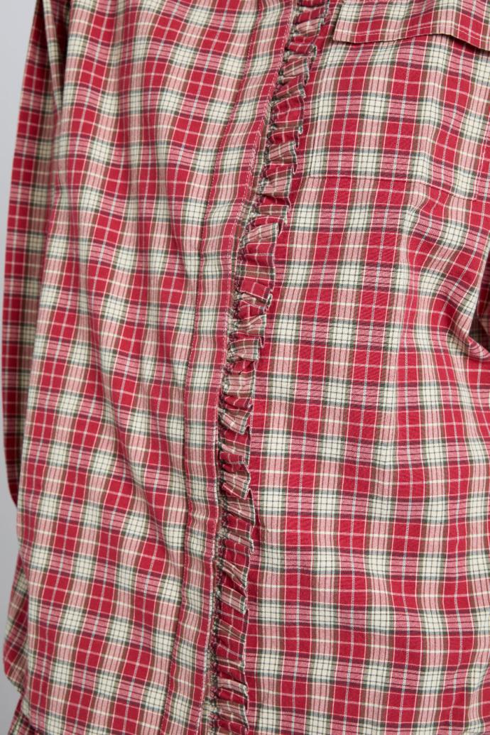 Tops | Women Damson Madder Kylie Ruffle Shirt - Red Check