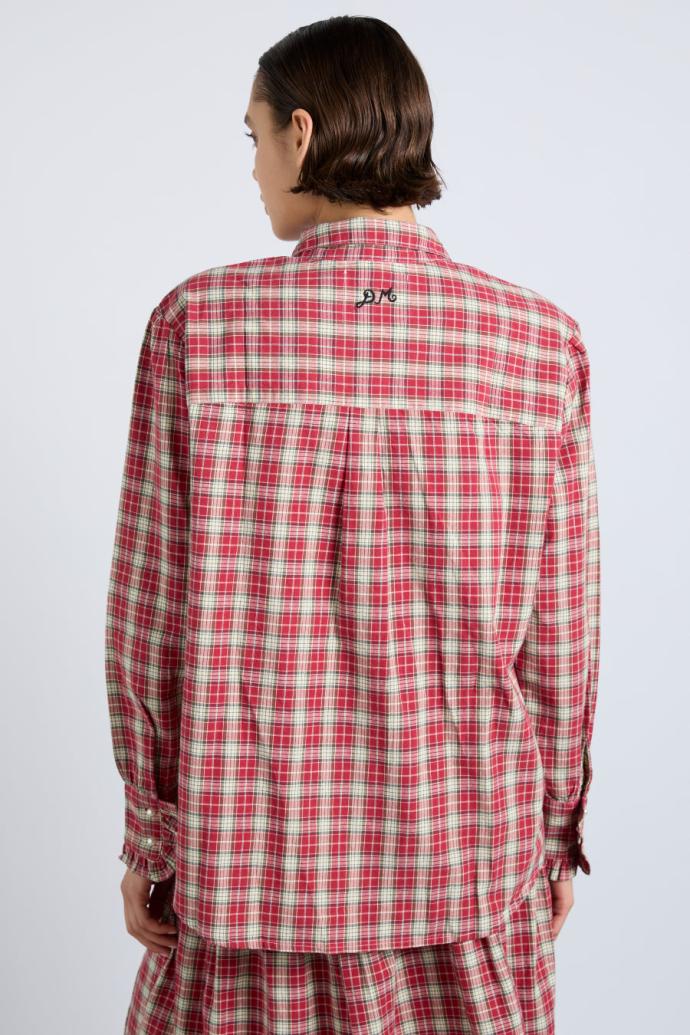Tops | Women Damson Madder Kylie Ruffle Shirt - Red Check