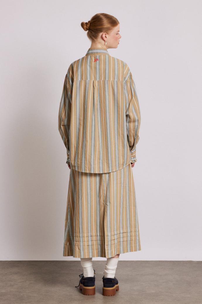 Tops | Women Damson Madder Kylie Ruffle Shirt - Tan Stripe