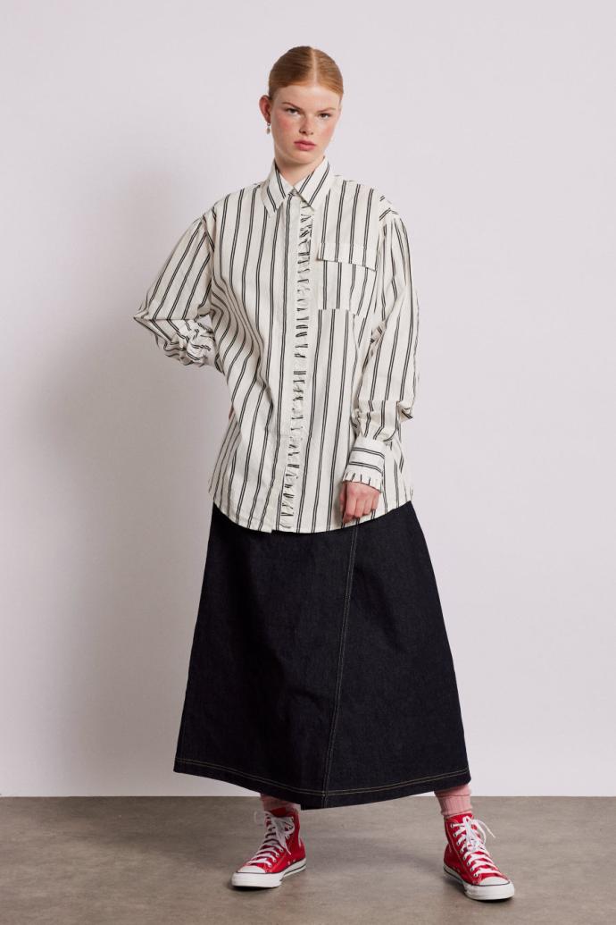 Tops | Women Damson Madder Kylie Ruffle Shirt - White Stripe