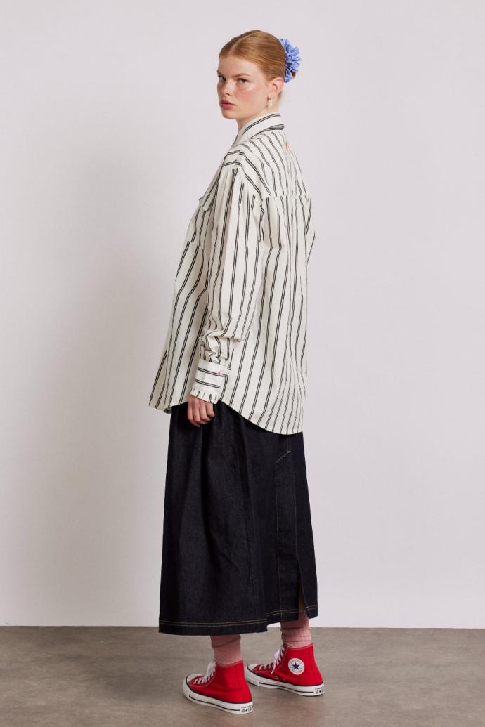Tops | Women Damson Madder Kylie Ruffle Shirt - White Stripe