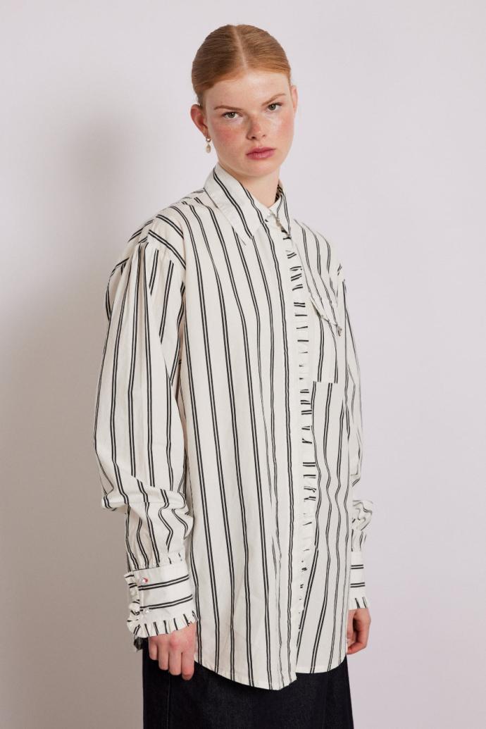 Tops | Women Damson Madder Kylie Ruffle Shirt - White Stripe