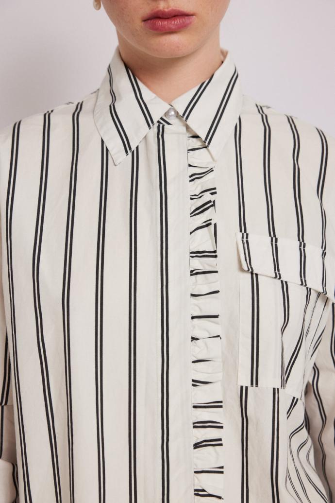 Tops | Women Damson Madder Kylie Ruffle Shirt - White Stripe