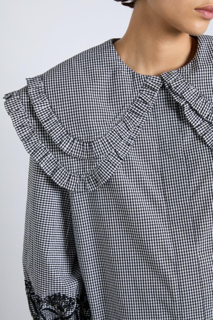 Tops | Women Damson Madder Lois Double Collar Blouse - Black Gingham