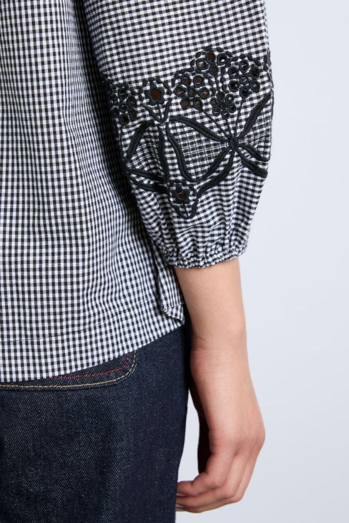 Tops | Women Damson Madder Lois Double Collar Blouse - Black Gingham