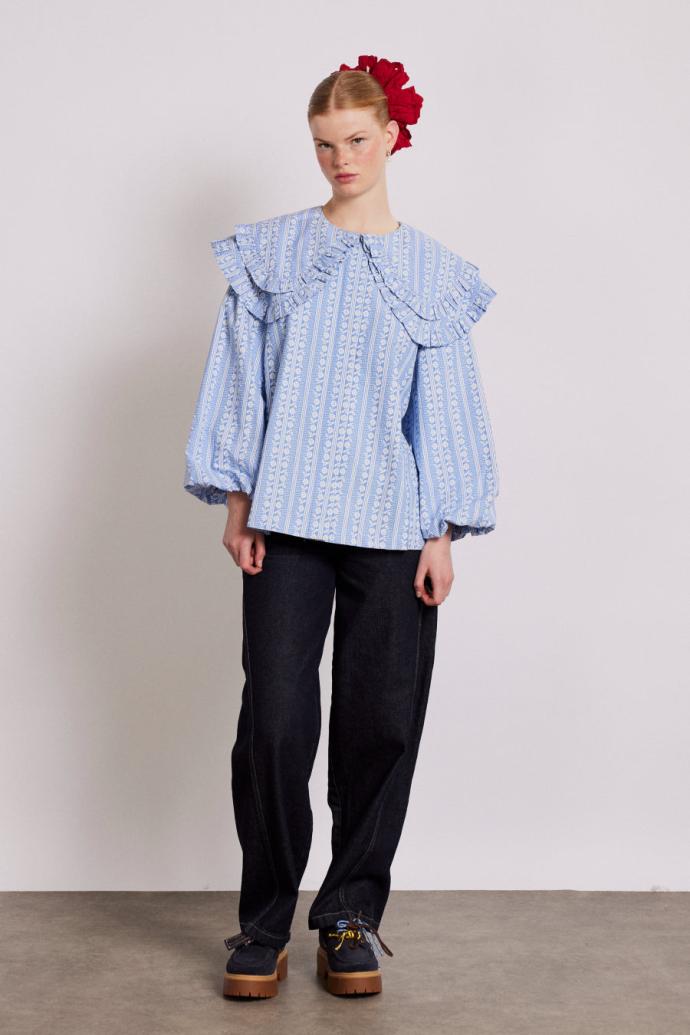 Tops | Women Damson Madder Lois Double Collar Blouse - Blue