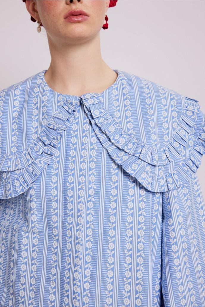 Tops | Women Damson Madder Lois Double Collar Blouse - Blue