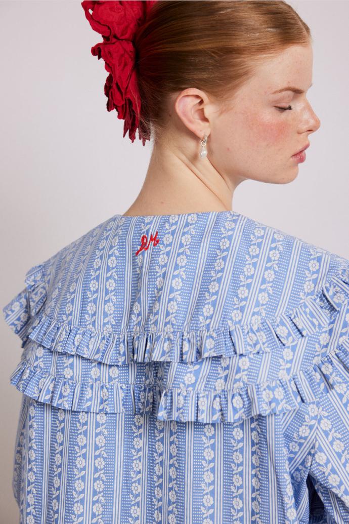 Tops | Women Damson Madder Lois Double Collar Blouse - Blue