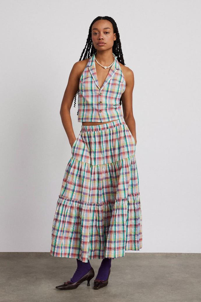 Tops | Women Damson Madder Maya Waistcoat - Picnic Check