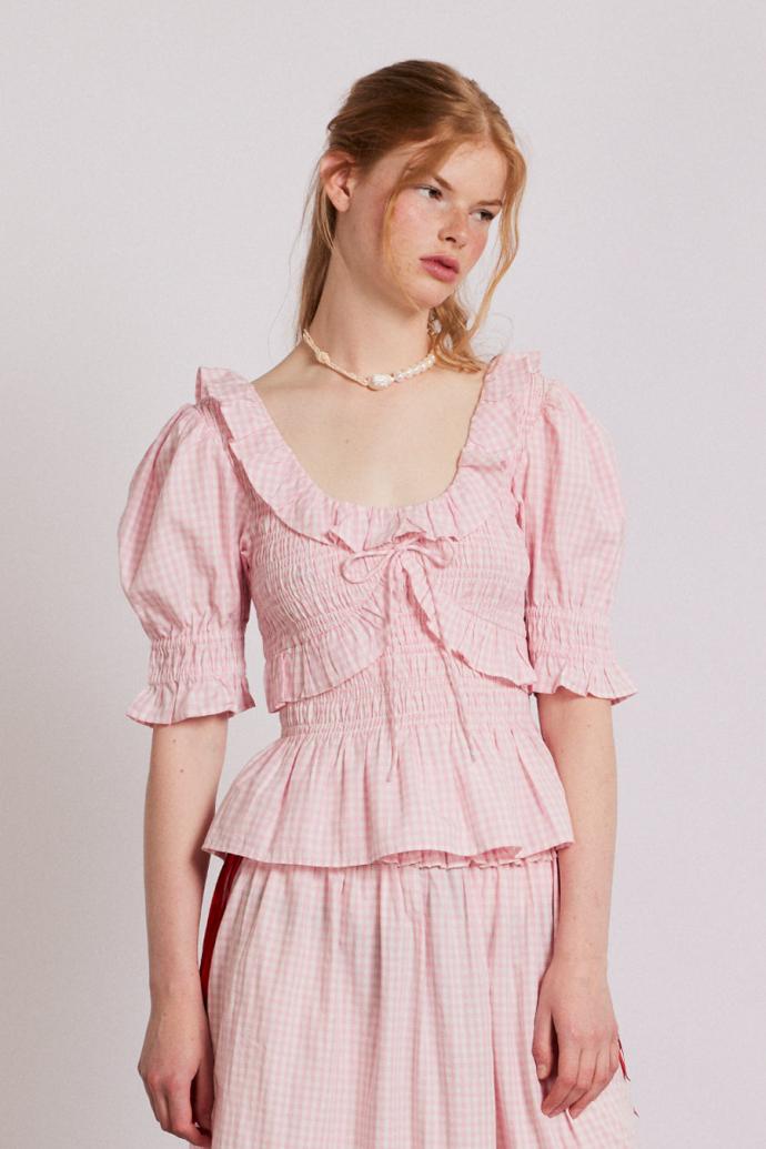 Tops | Women Damson Madder Meghan Blouse - Pink Gingham