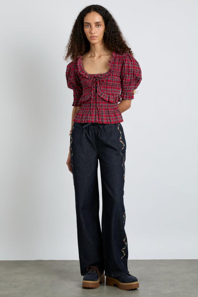 Tops | Women Damson Madder Meghan Blouse - Red Check