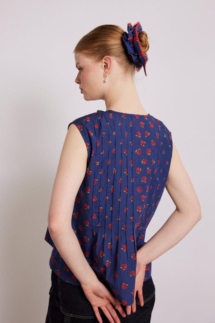 Tops | Women Damson Madder Nora Pin Tuck Blouse - Rose Print