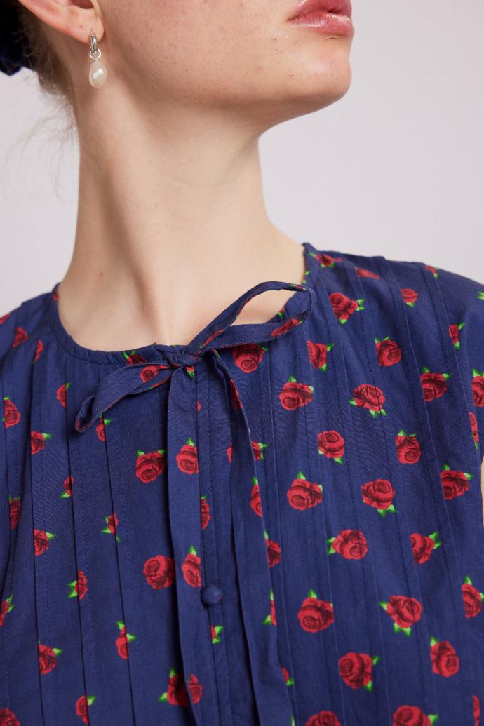 Tops | Women Damson Madder Nora Pin Tuck Blouse - Rose Print