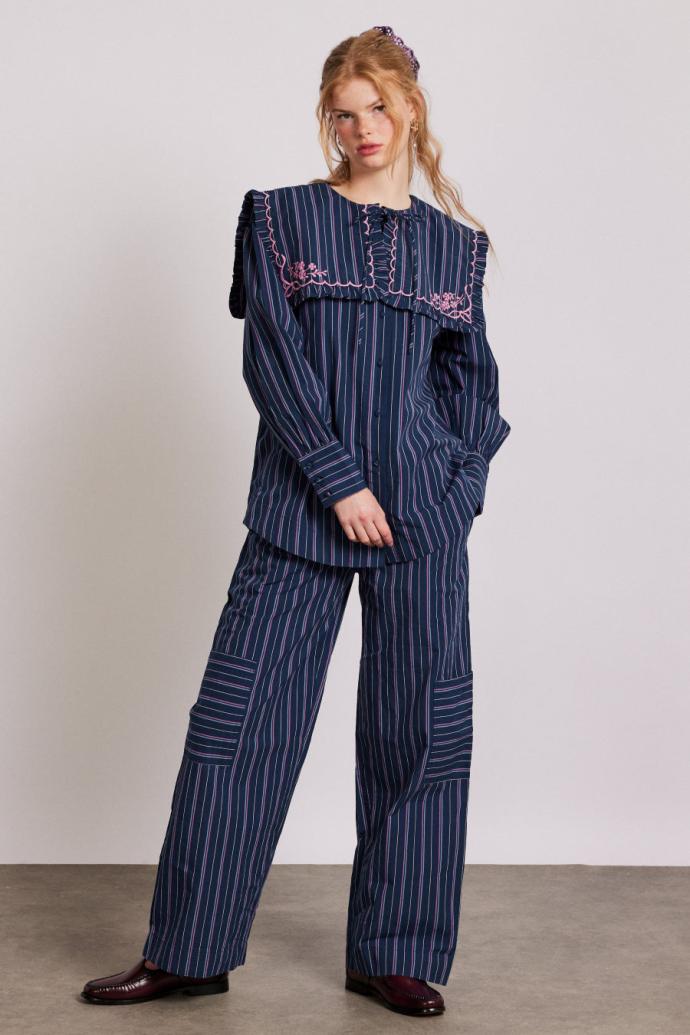 Tops | Women Damson Madder Nordine Blouse - Navy Stripe