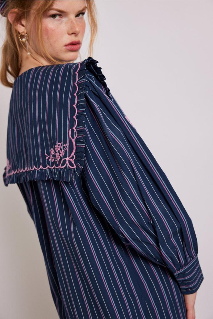 Tops | Women Damson Madder Nordine Blouse - Navy Stripe