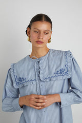 Tops | Women Damson Madder Nordine Square Collar Blouse - Blue Stripe