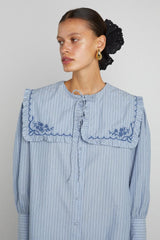 Tops | Women Damson Madder Nordine Square Collar Blouse - Blue Stripe
