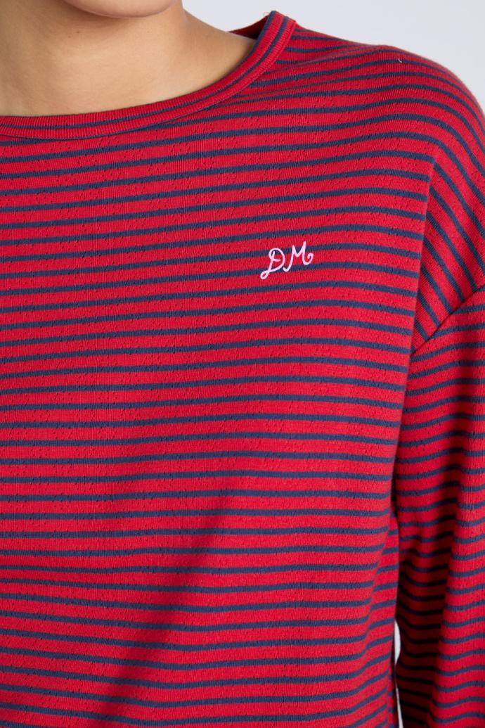 Tops | Women Damson Madder Red And Navy Stripe Long Sleeve Top