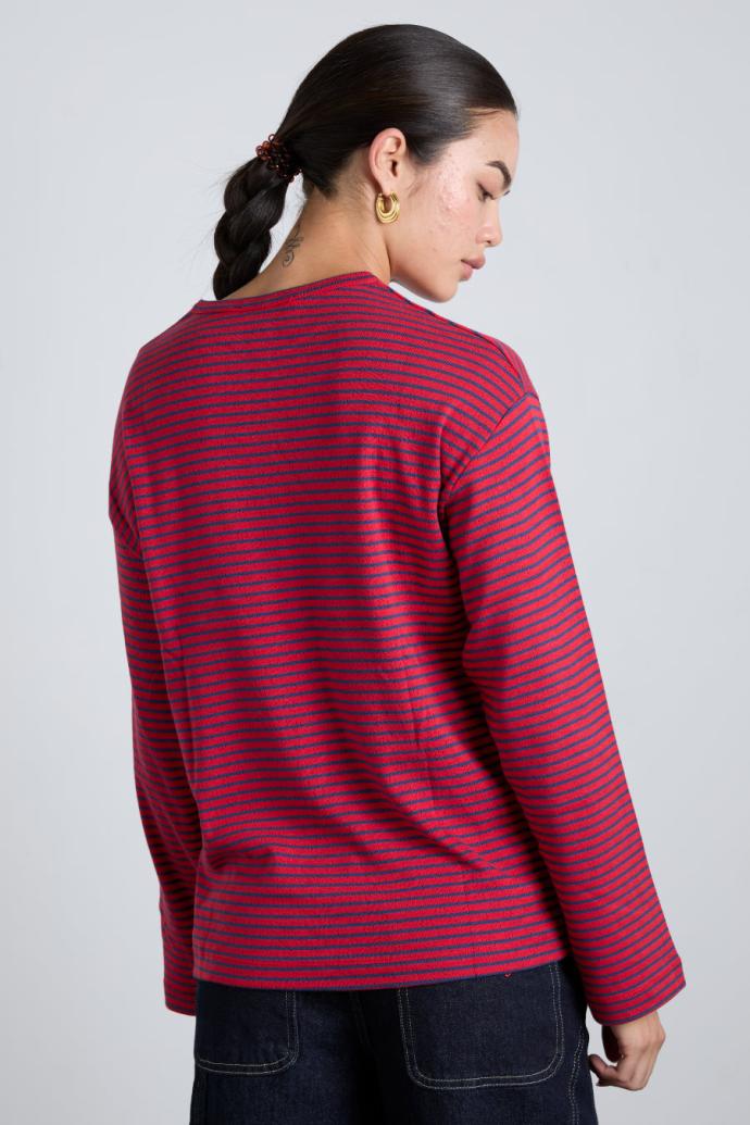 Tops | Women Damson Madder Red And Navy Stripe Long Sleeve Top