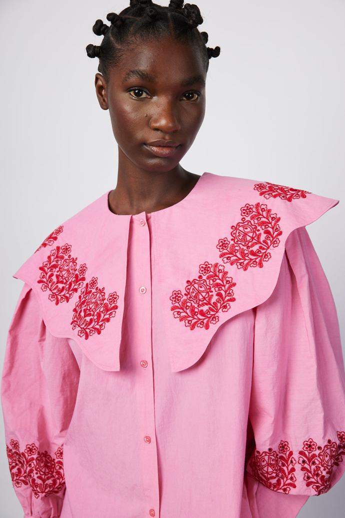 Tops | Women Damson Madder Romeo Organic Cotton Broderie Blouse - Pink