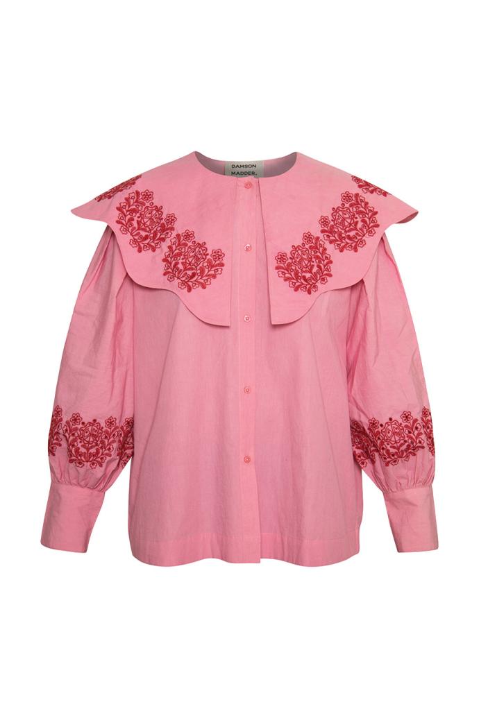 Tops | Women Damson Madder Romeo Organic Cotton Broderie Blouse - Pink