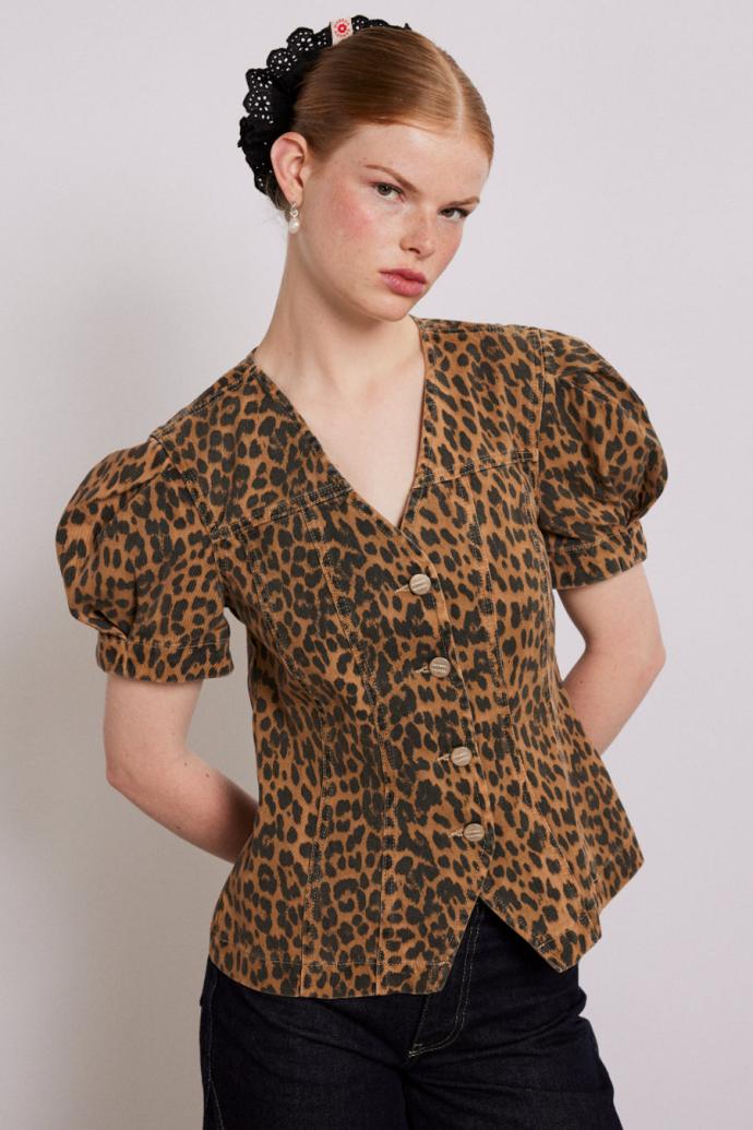Tops | Women Damson Madder Shell Denim Top - Leopard